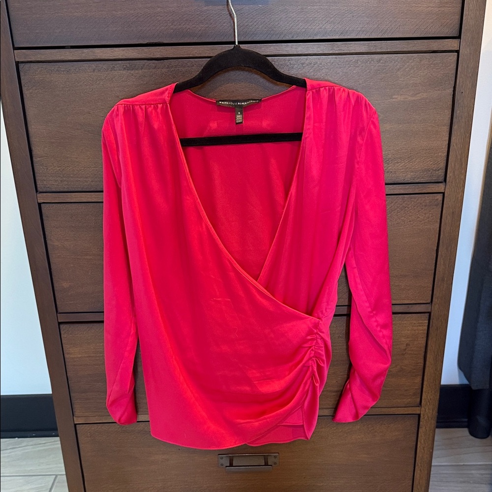 White House Black Market Elegant Bright Pink Women's Wrap Top